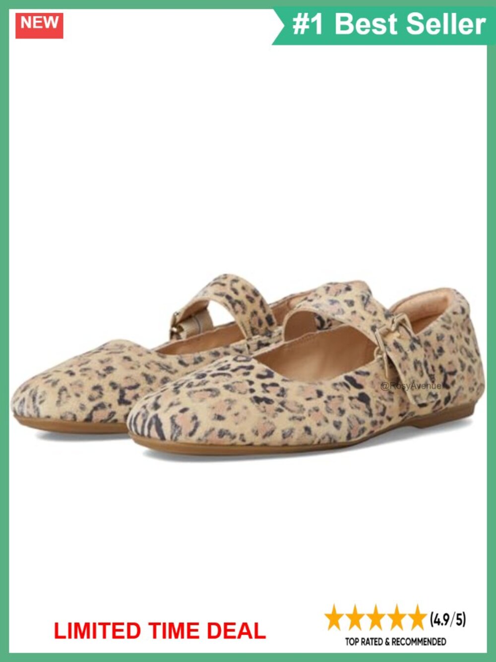 Mary Jane Flats with Sueded Leather Upper & Buckle Strap